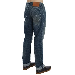 Blue Wash Cotton Denim Regular Fit Jeans