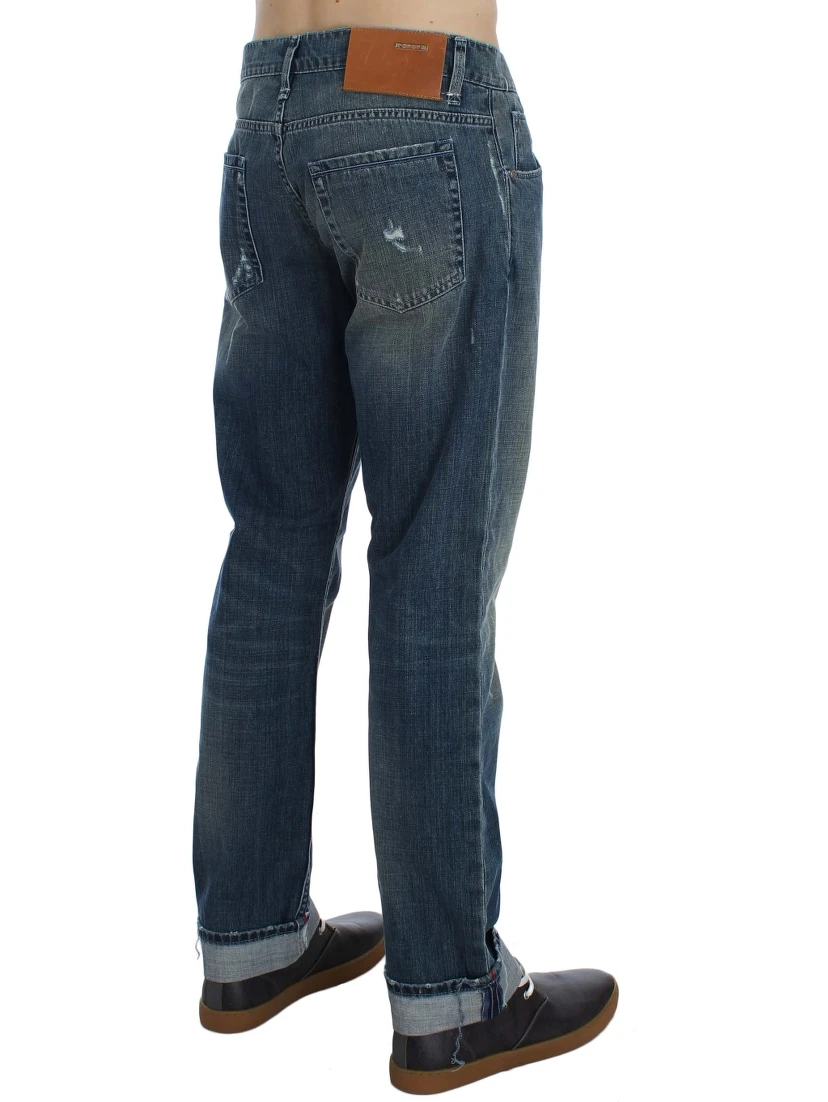 Blue Wash Cotton Denim Regular Fit Jeans