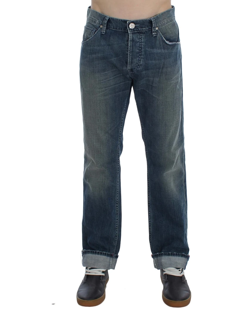 Blue Wash Cotton Denim Regular Fit Jeans