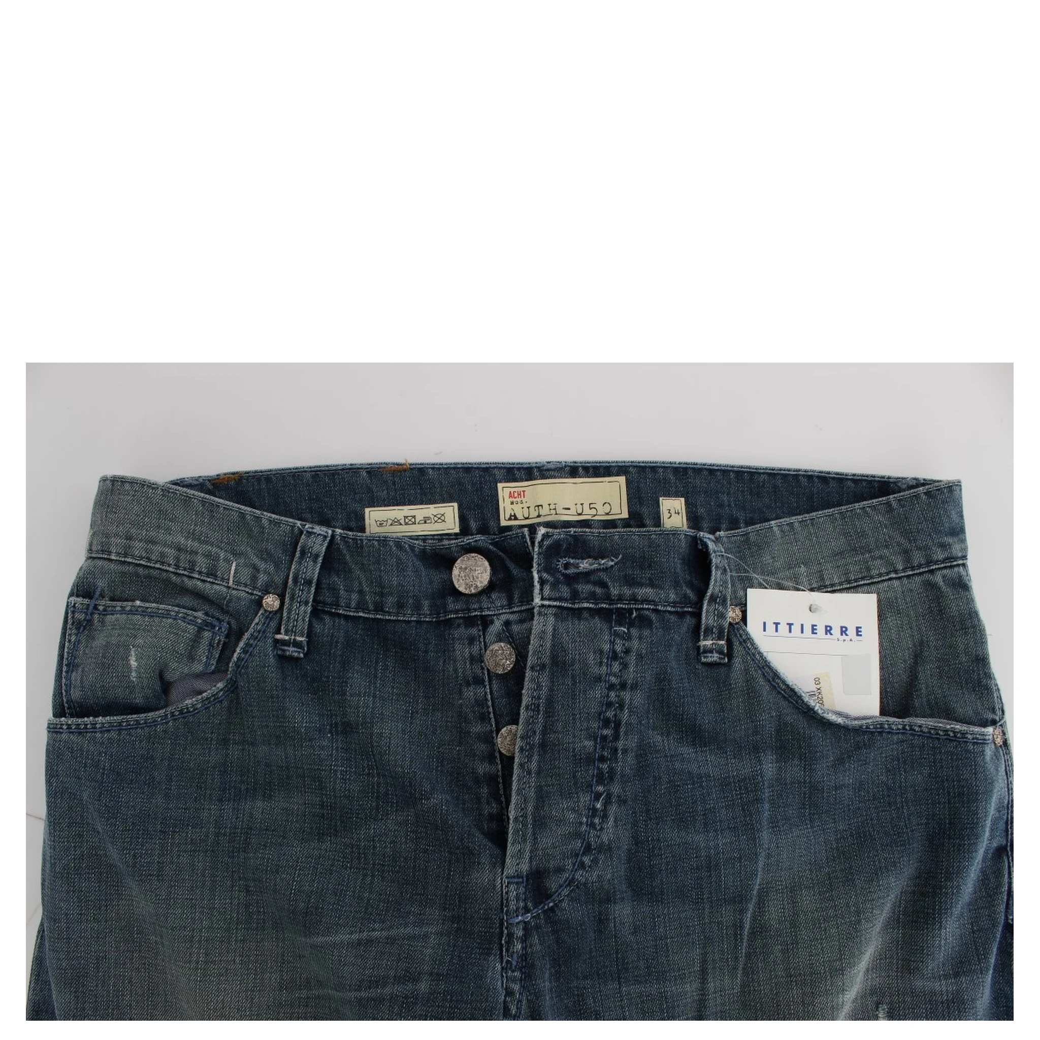 Blue Wash Cotton Denim Regular Fit Jeans