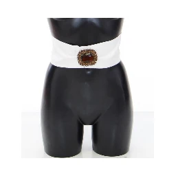 White Crystal Brass Wide Waist Runway Belt