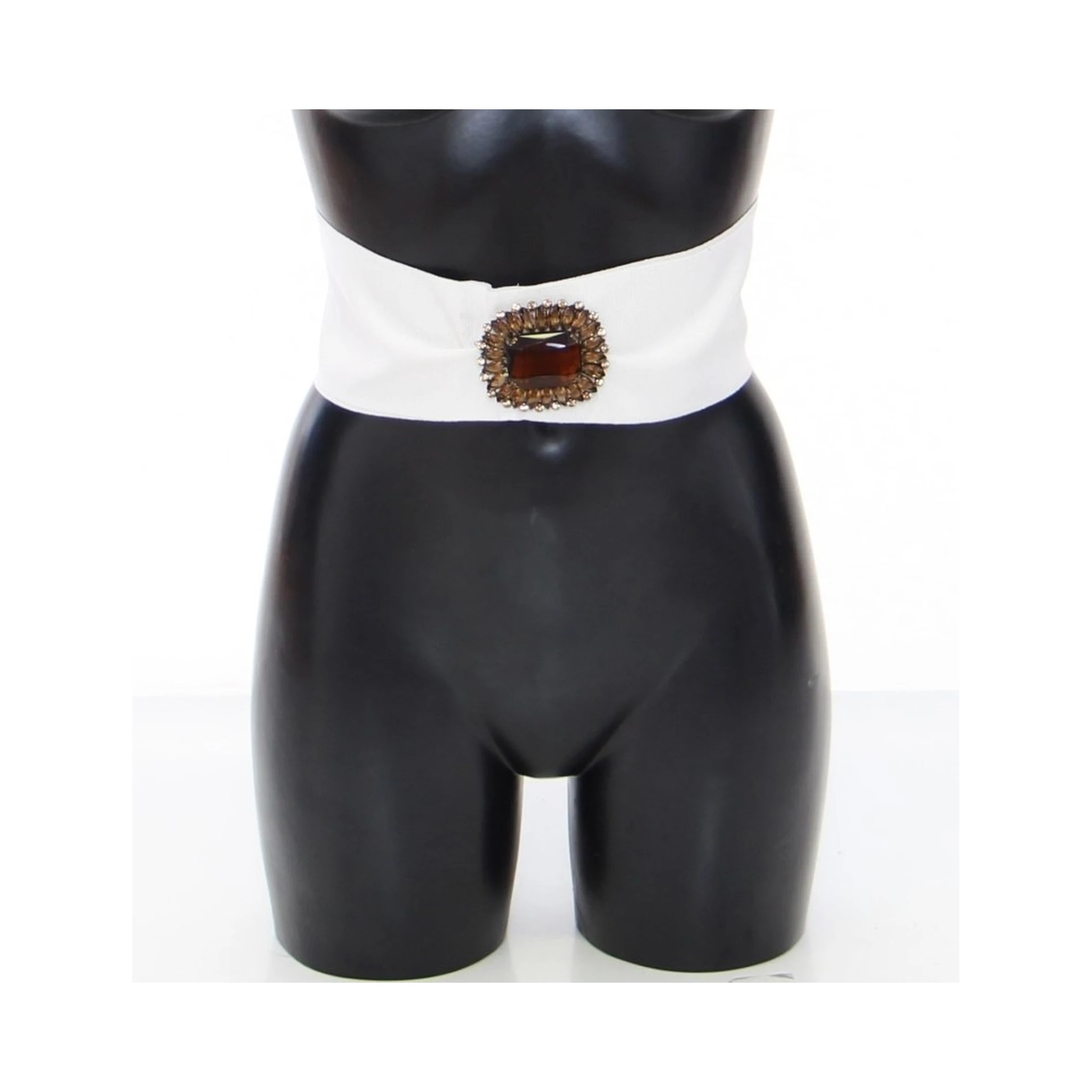 White Crystal Brass Wide Waist Runway Belt