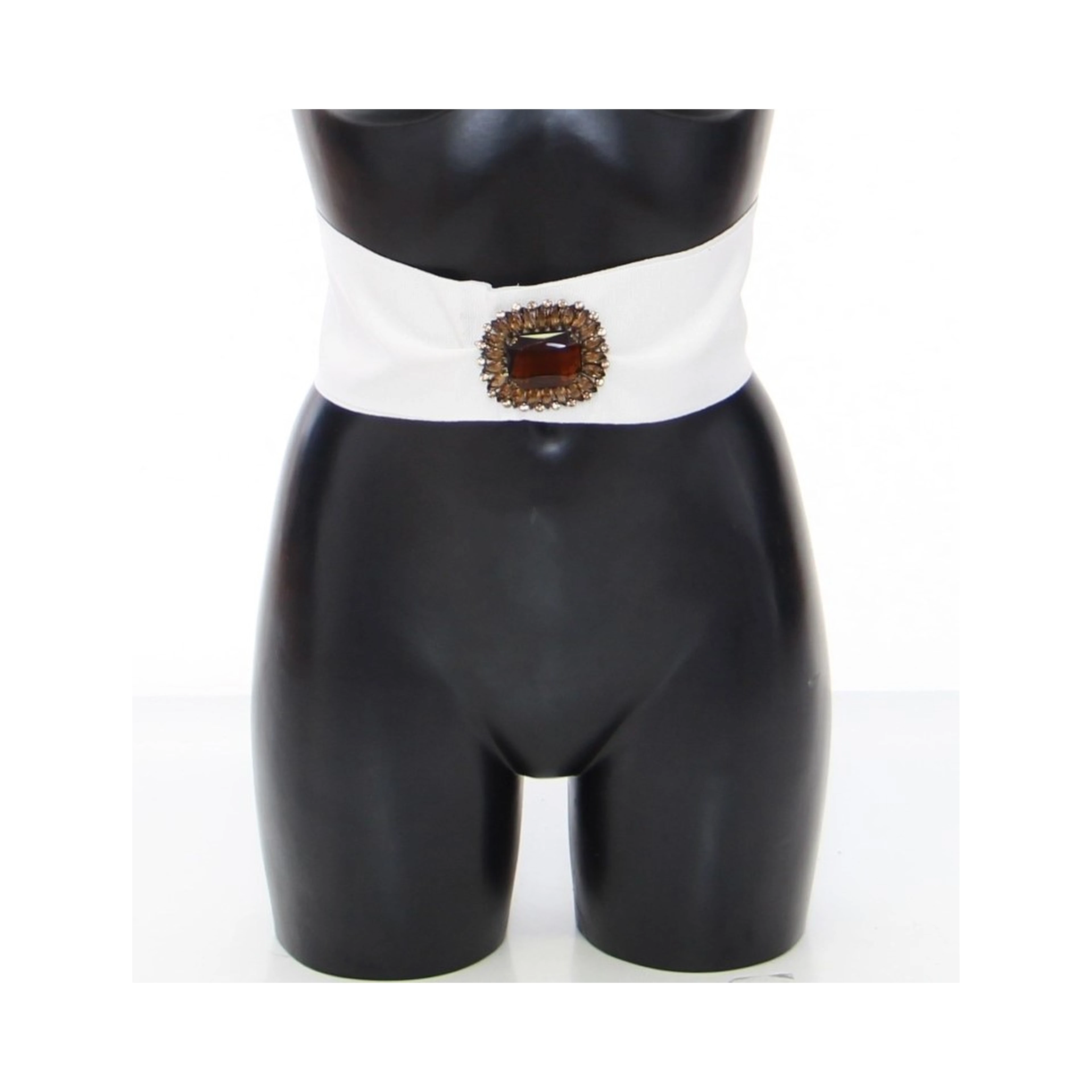 White Crystal Brass Wide Waist Runway Belt
