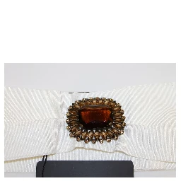 White Crystal Brass Wide Waist Runway Belt