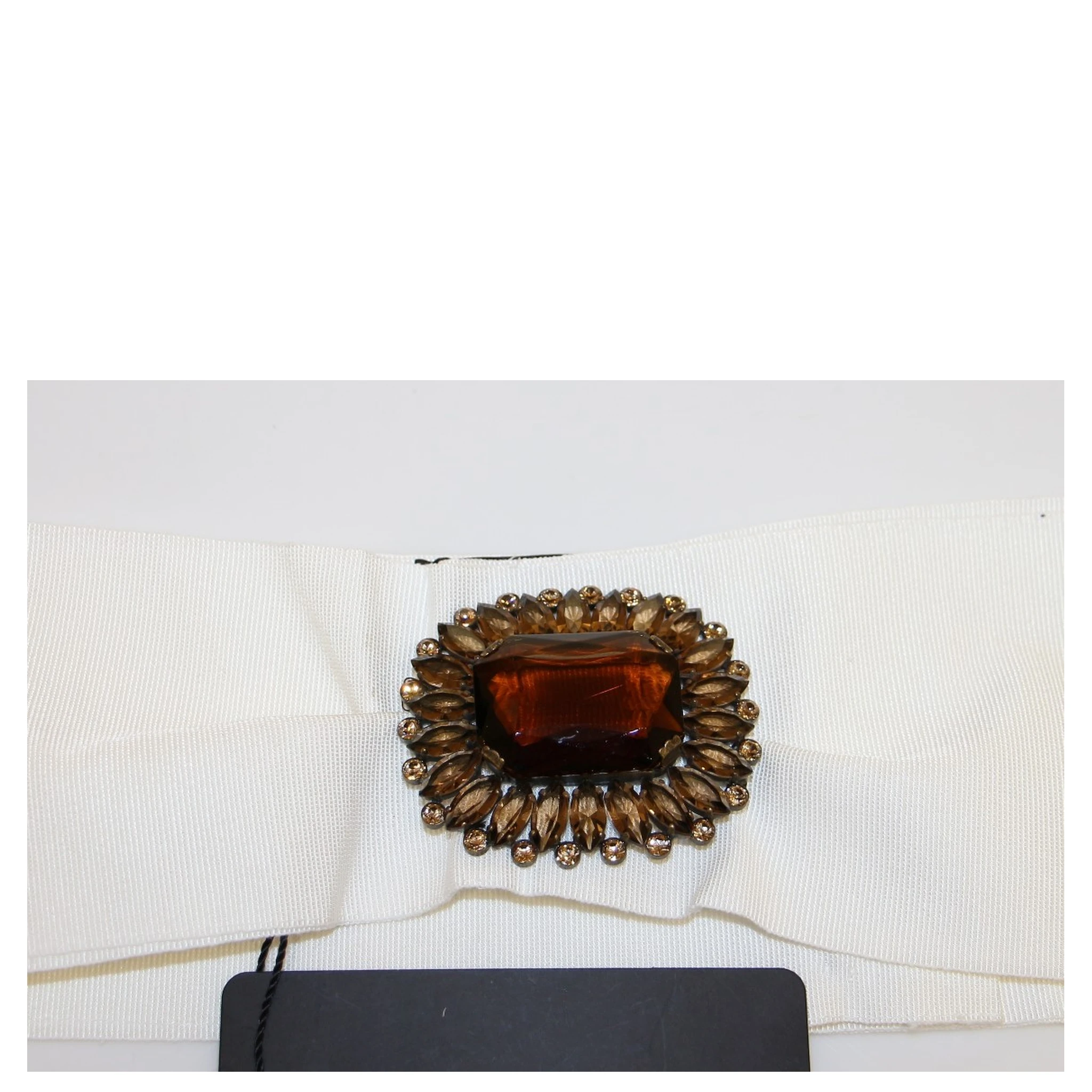 White Crystal Brass Wide Waist Runway Belt