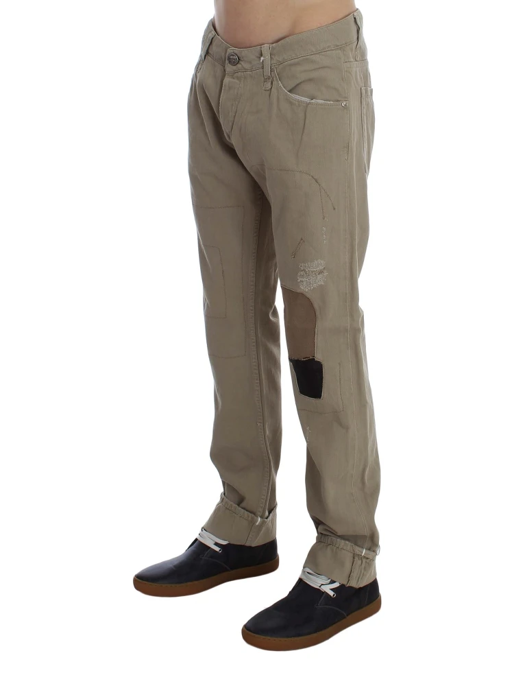 Beige Cotton Patchwork Jeans alternative