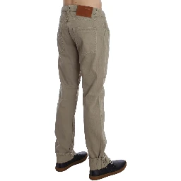 Beige Cotton Patchwork Jeans