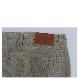 Beige Cotton Patchwork Jeans