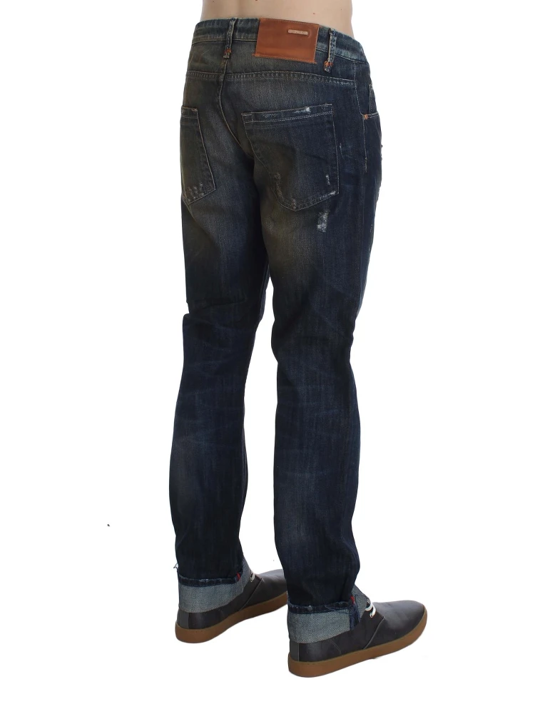 Blue Wash Cotton Regular Straight Fit Jeans