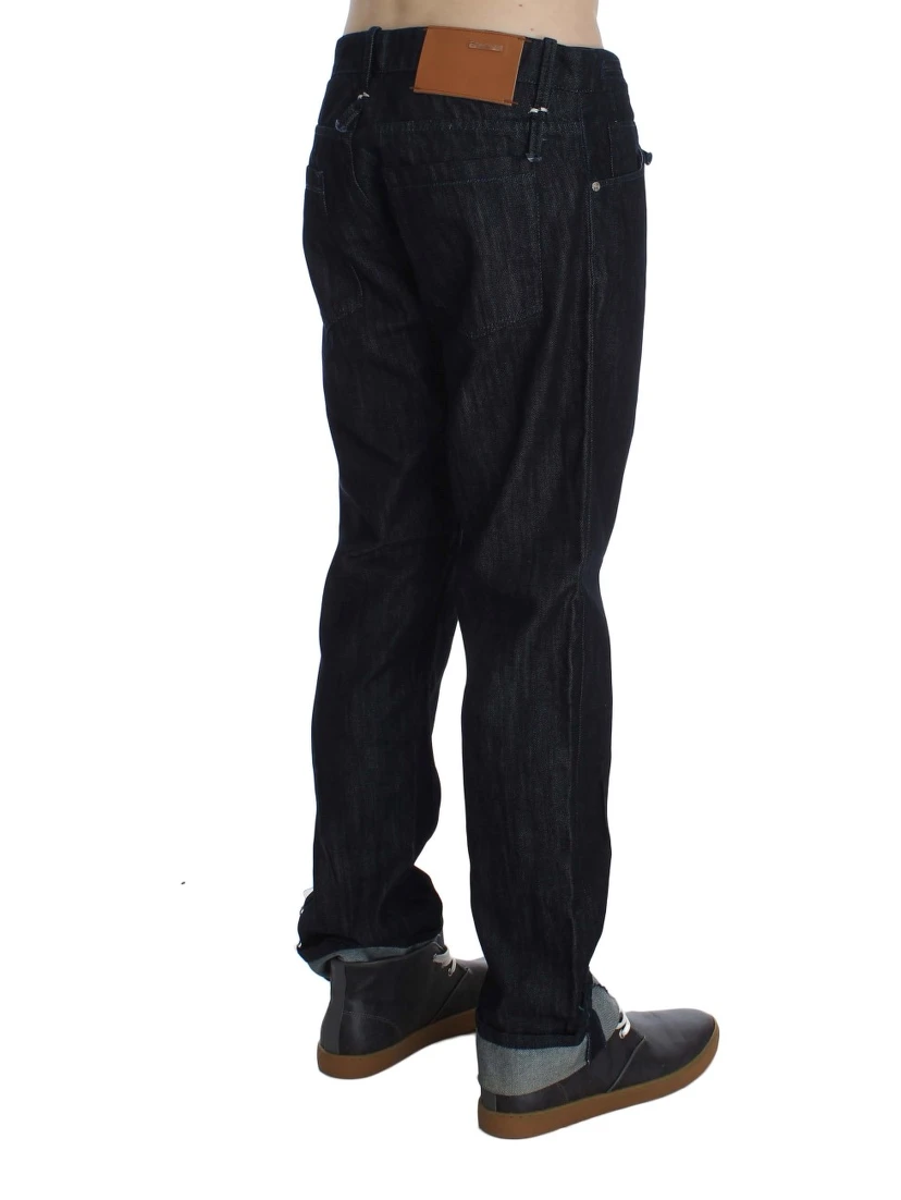 Blue Cotton Regular Straight Fit Jeans