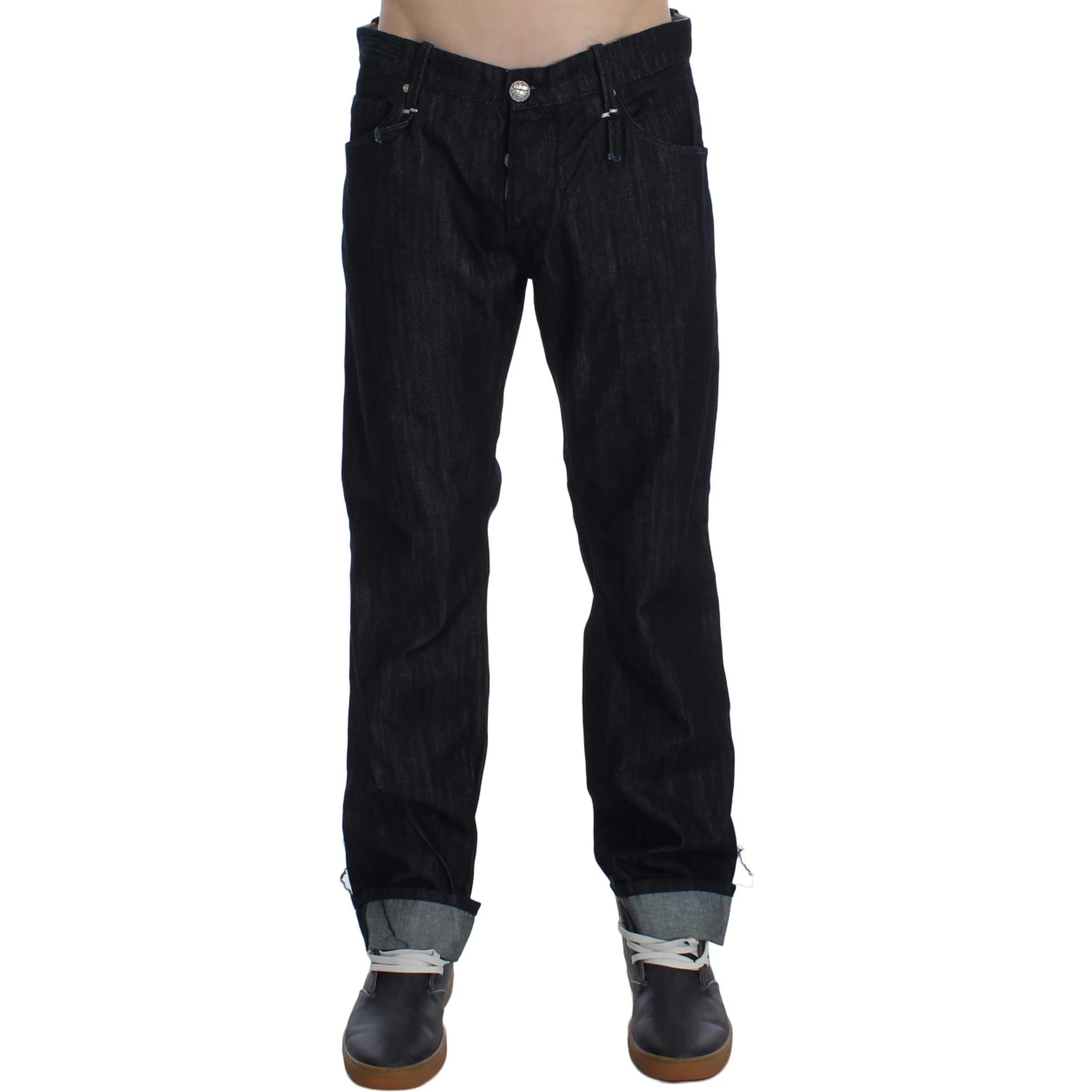 Blue Cotton Regular Straight Fit Jeans