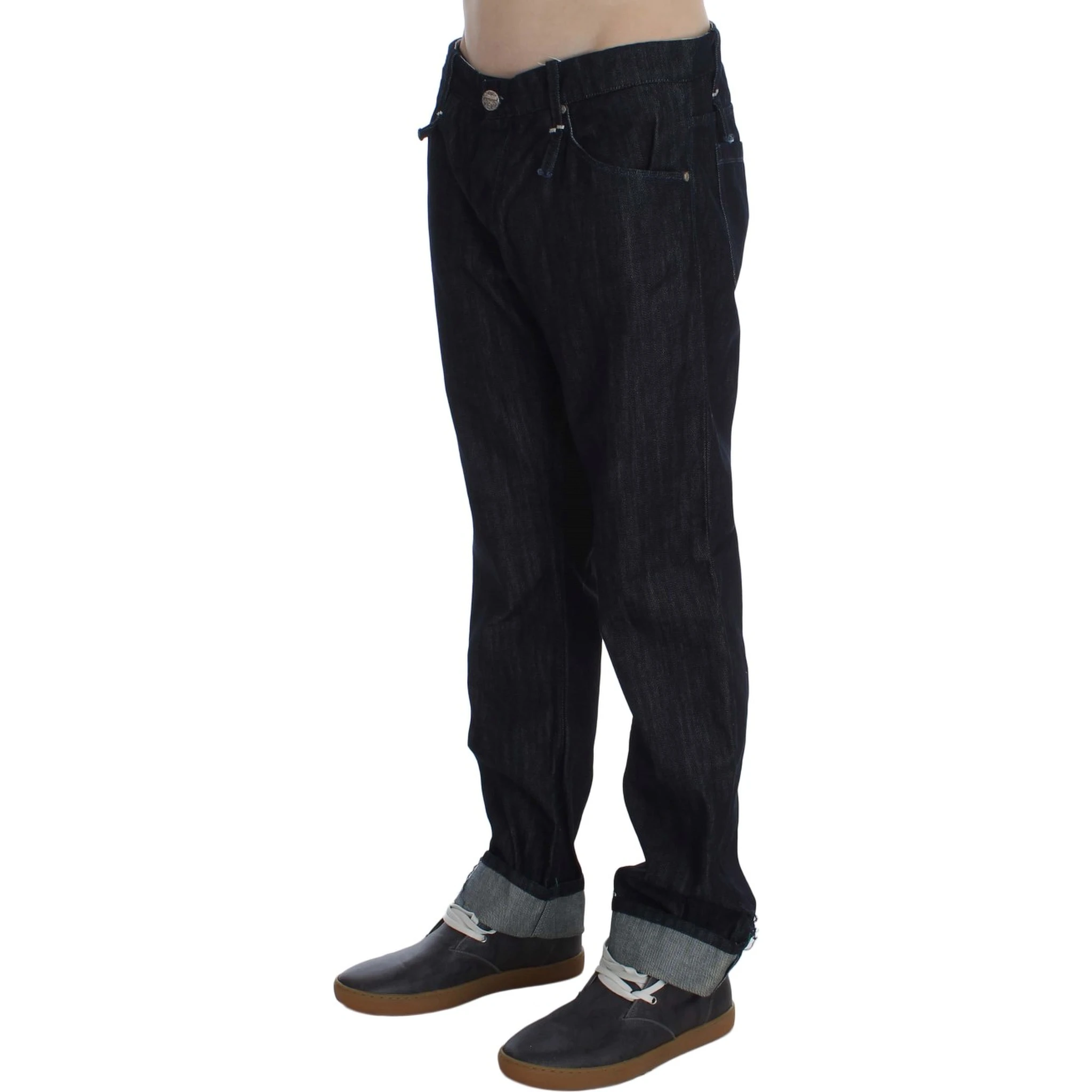 Blue Cotton Regular Straight Fit Jeans