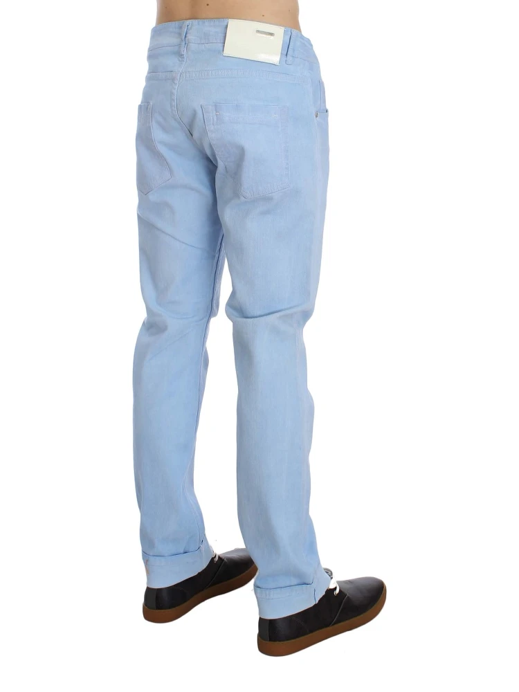 Blue Cotton Stretch Low Waist Fit Jeans
