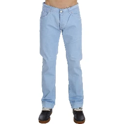 Blue Cotton Stretch Low Waist Fit Jeans