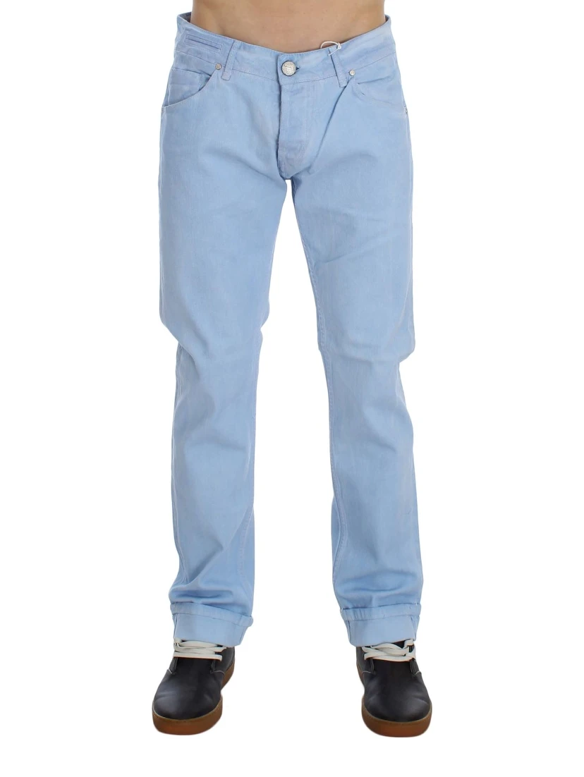 Blue Cotton Stretch Low Waist Fit Jeans