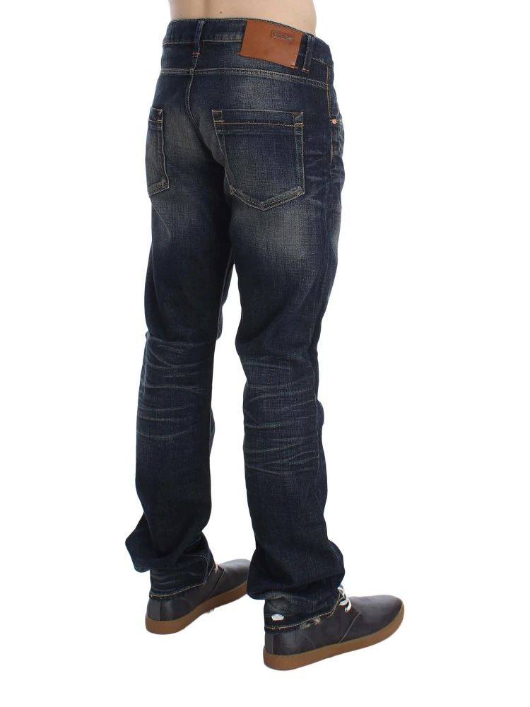 Blue Wash Straight Fit Low Waist Jeans