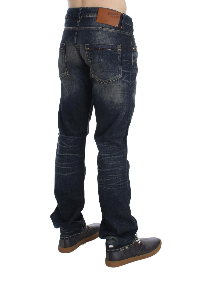 Blue Wash Straight Fit Low Waist Jeans