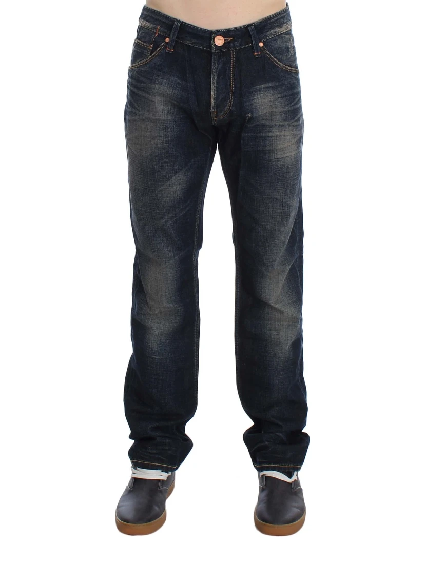 Blue Wash Straight Fit Low Waist Jeans