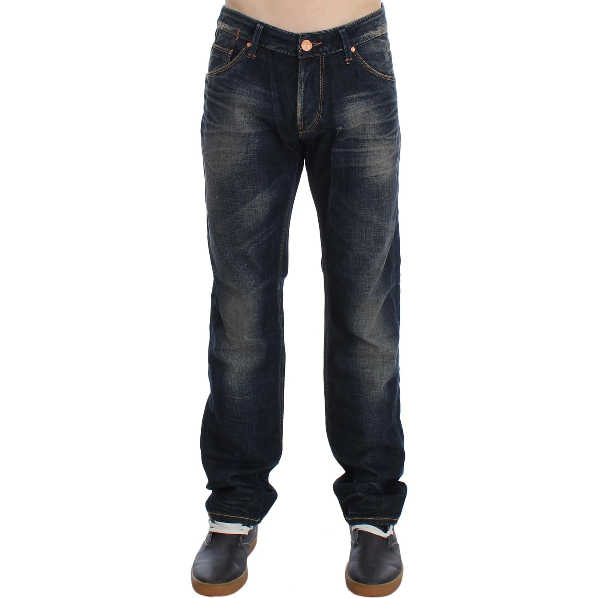 Blue Wash Straight Fit Low Waist Jeans