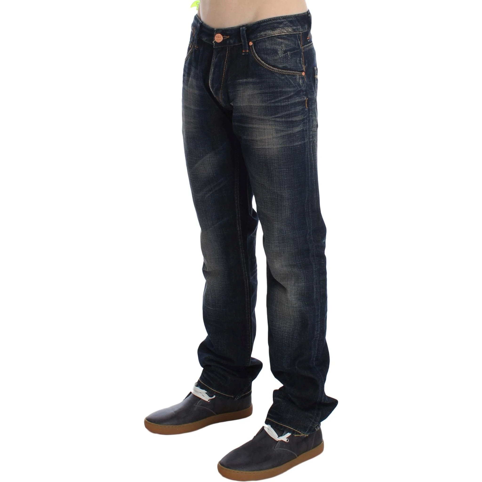 Blue Wash Straight Fit Low Waist Jeans