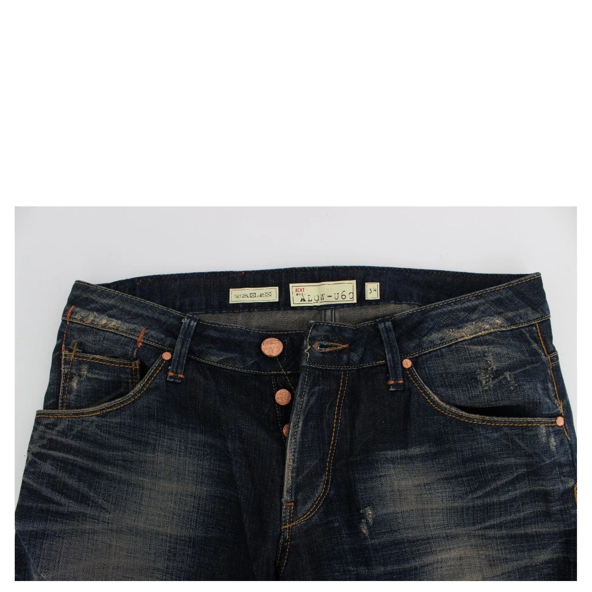 Blue Wash Straight Fit Low Waist Jeans