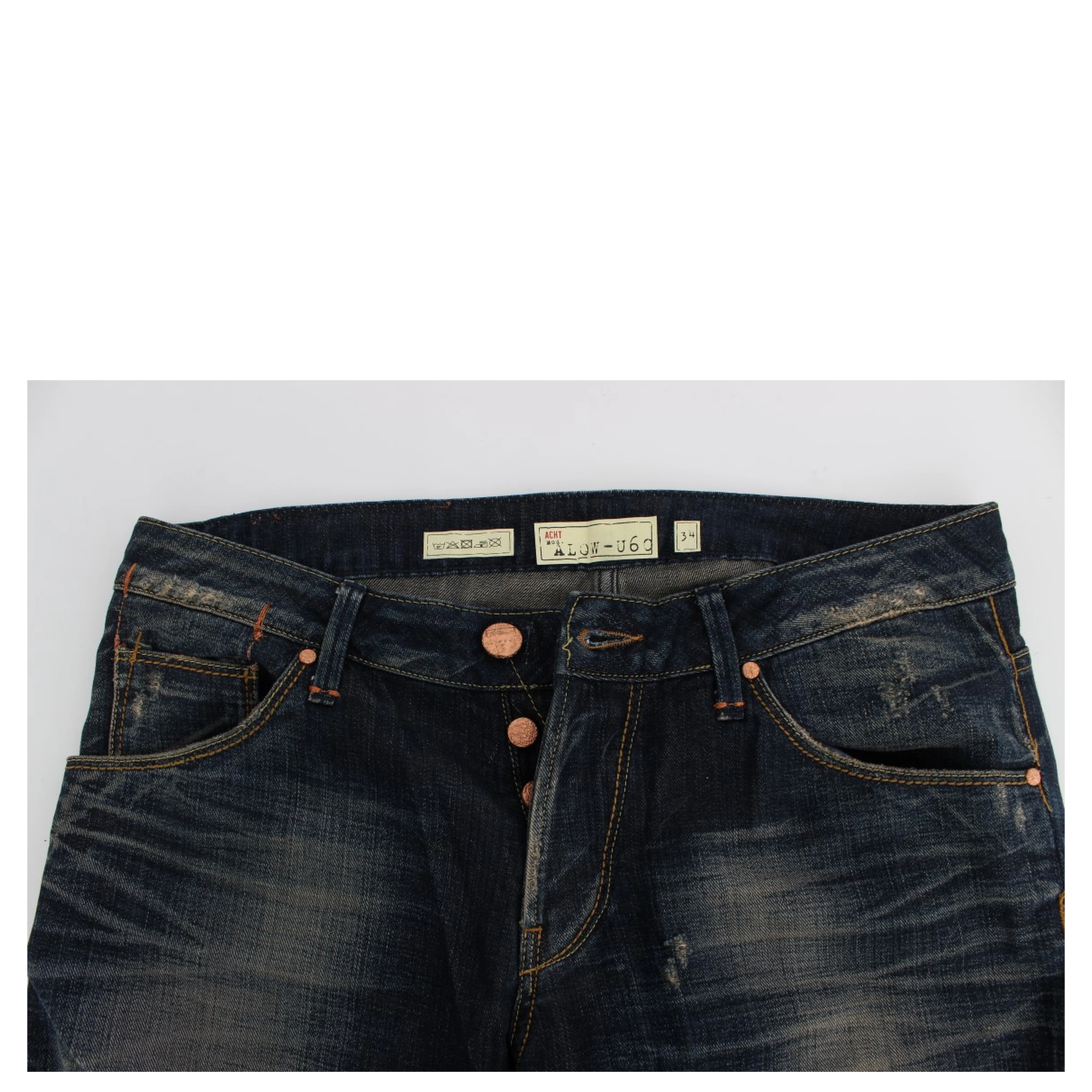 Blue Wash Straight Fit Low Waist Jeans