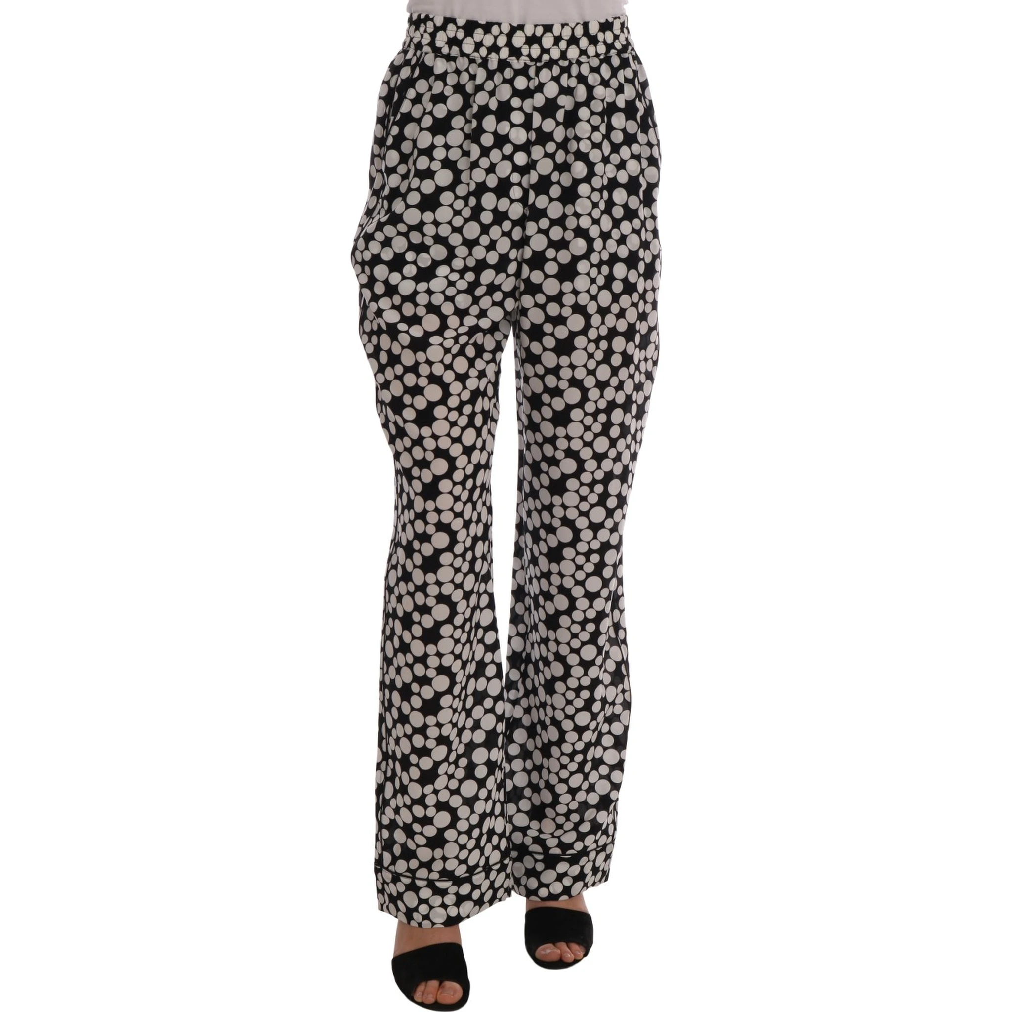 Black White Polka Dottes Silk Pants
