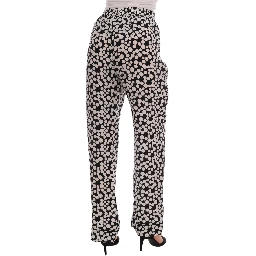 Black White Polka Dottes Silk Pants