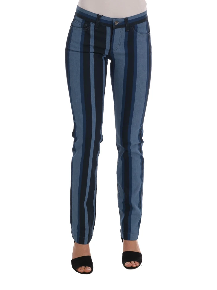 Blue GIRLY Striped Cotton Jeans