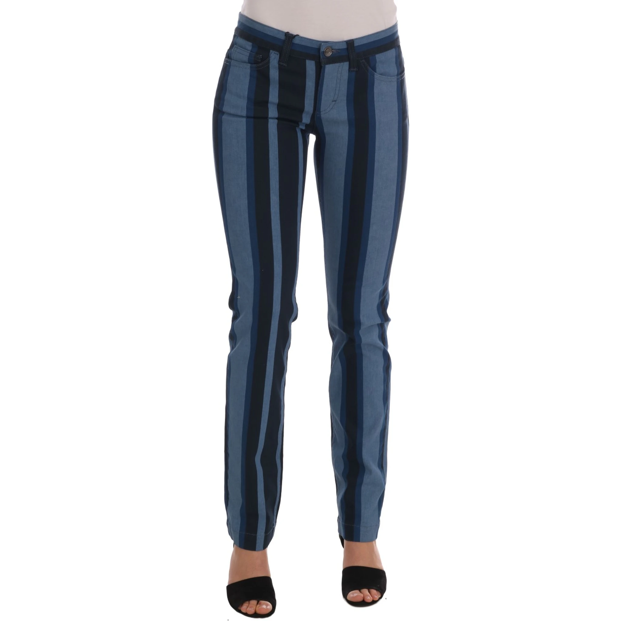 Blue GIRLY Striped Cotton Jeans