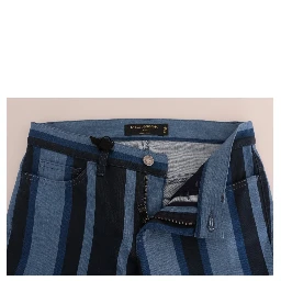 Blue GIRLY Striped Cotton Jeans