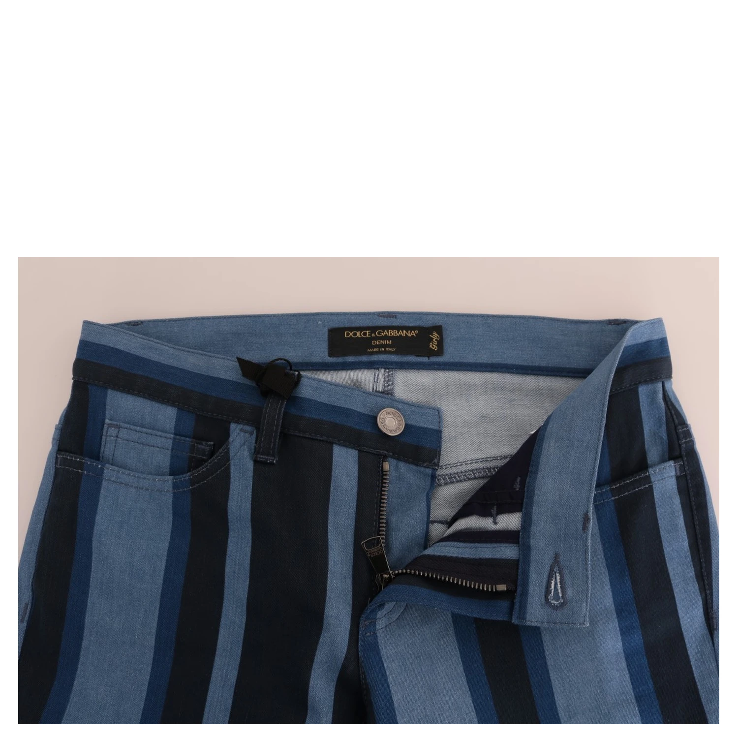 Blue GIRLY Striped Cotton Jeans