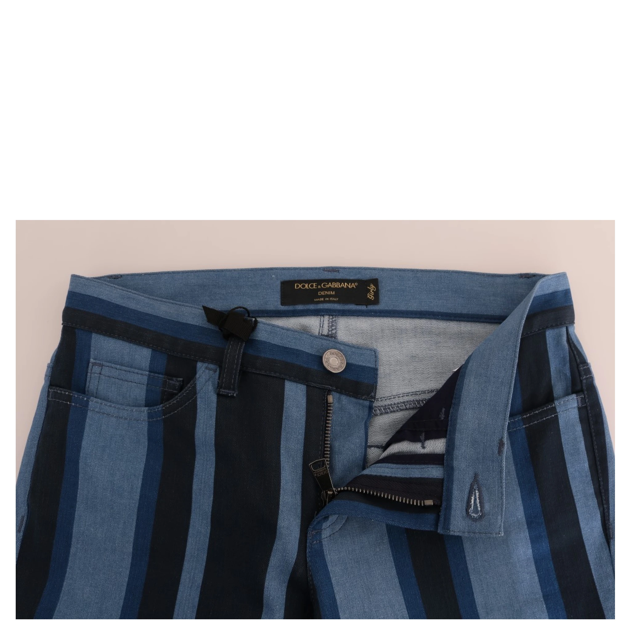 Blue GIRLY Striped Cotton Jeans