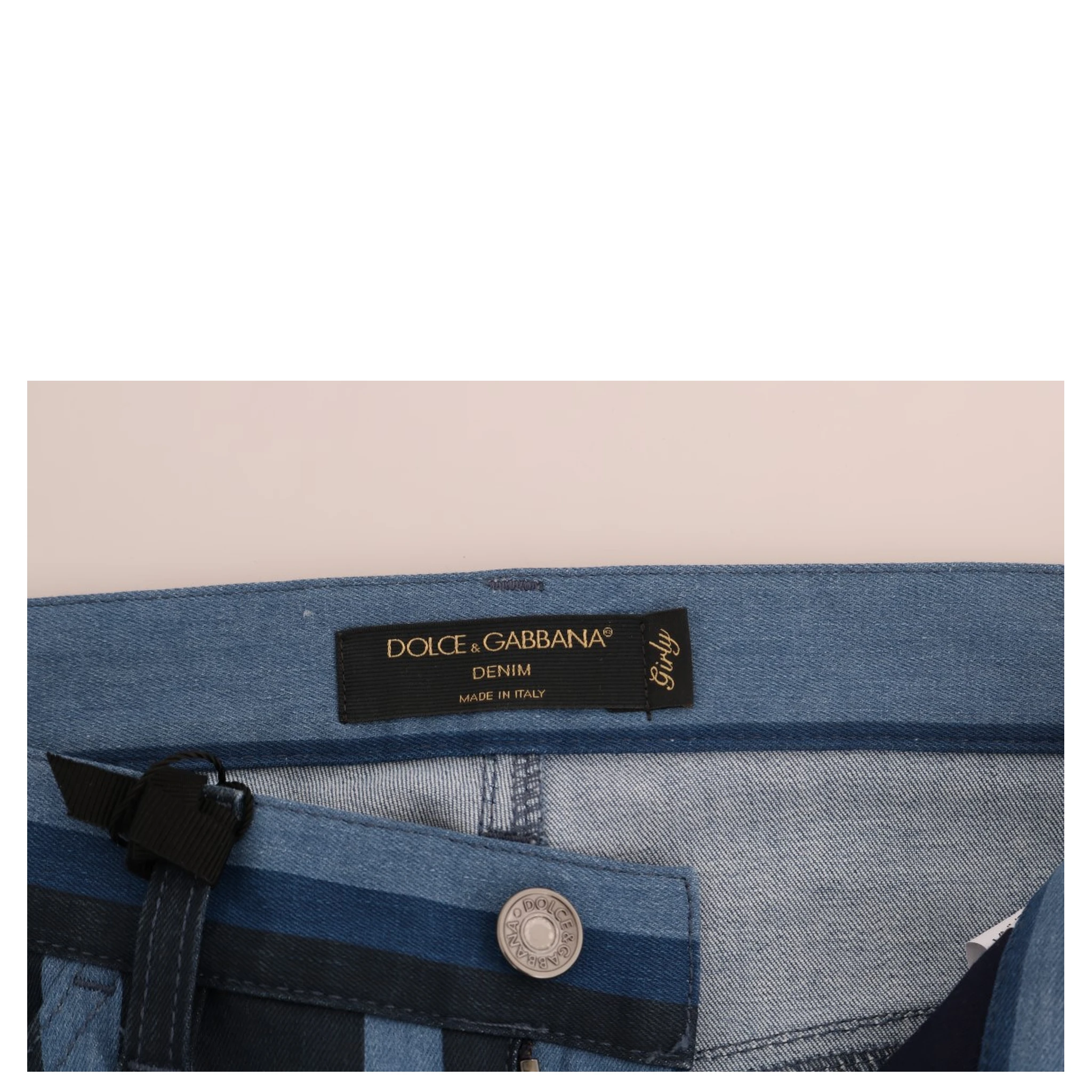 Blue GIRLY Striped Cotton Jeans