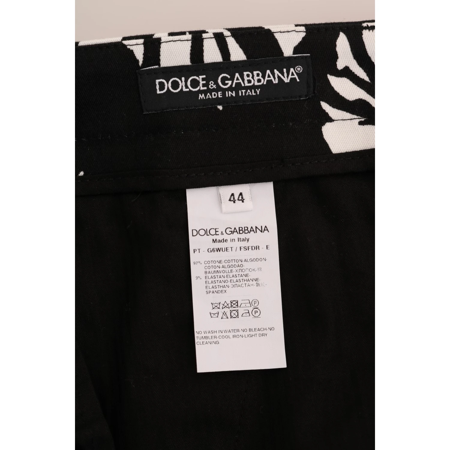 White Black Leaf Cotton Stretch Slim Pants