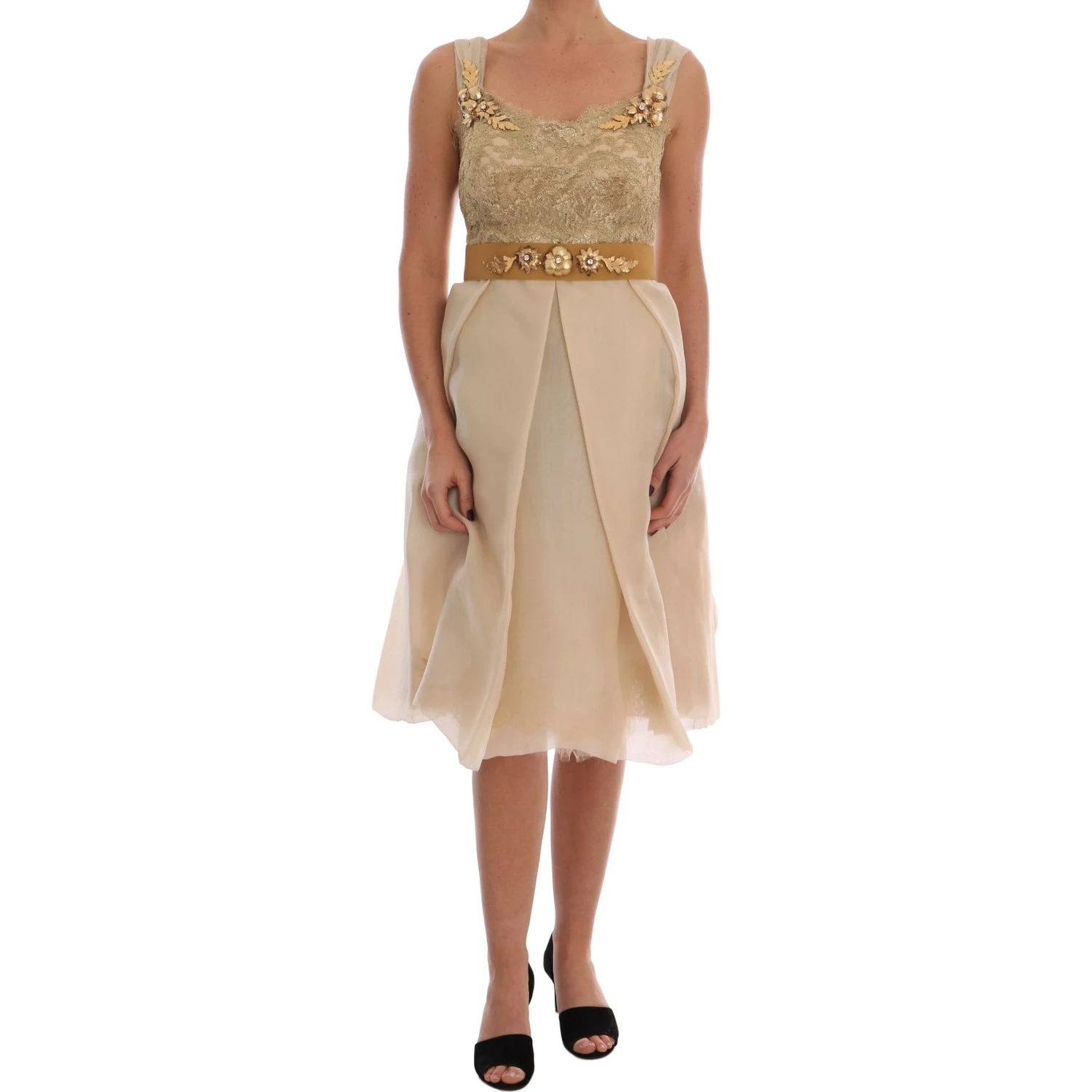 Gold Silk Crystal Embellished Dress