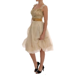 Gold Silk Crystal Embellished Dress