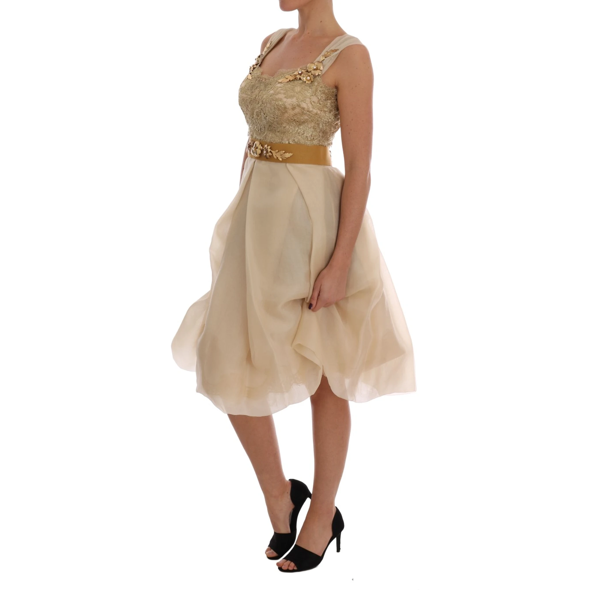 Gold Silk Crystal Embellished Dress