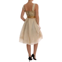 Gold Silk Crystal Embellished Dress