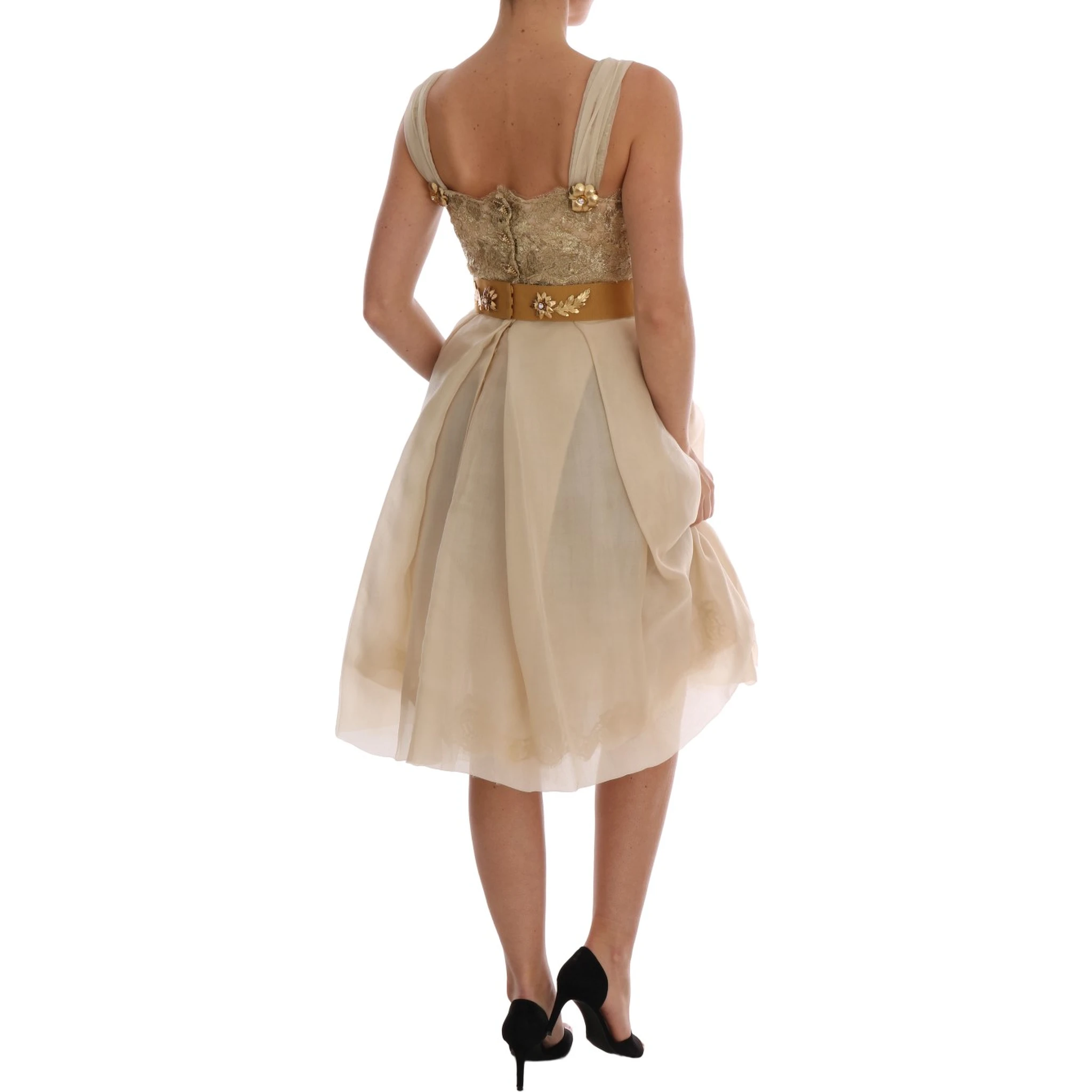 Gold Silk Crystal Embellished Dress