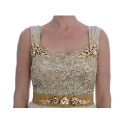 Gold Silk Crystal Embellished Dress