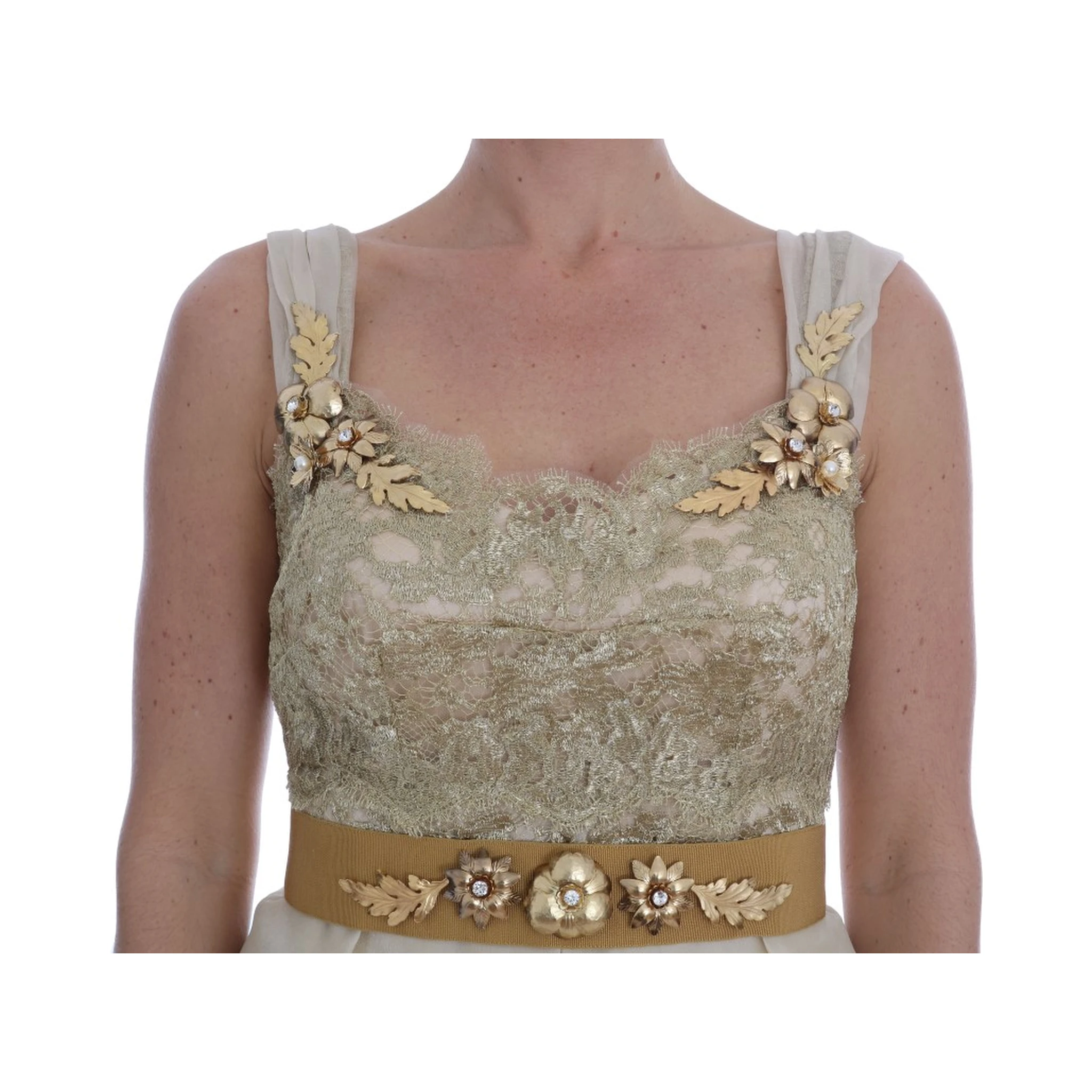 Gold Silk Crystal Embellished Dress