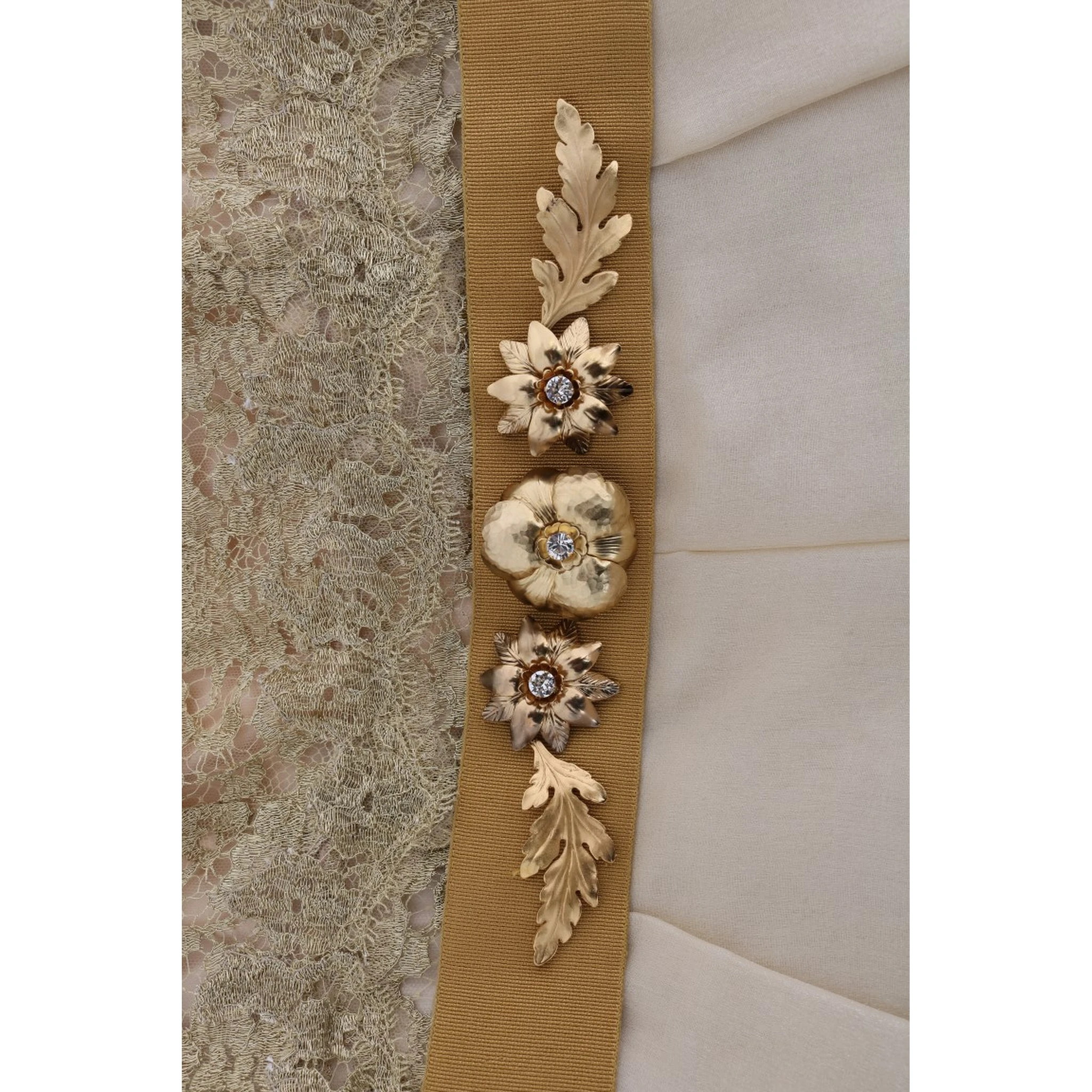 Gold Silk Crystal Embellished Dress