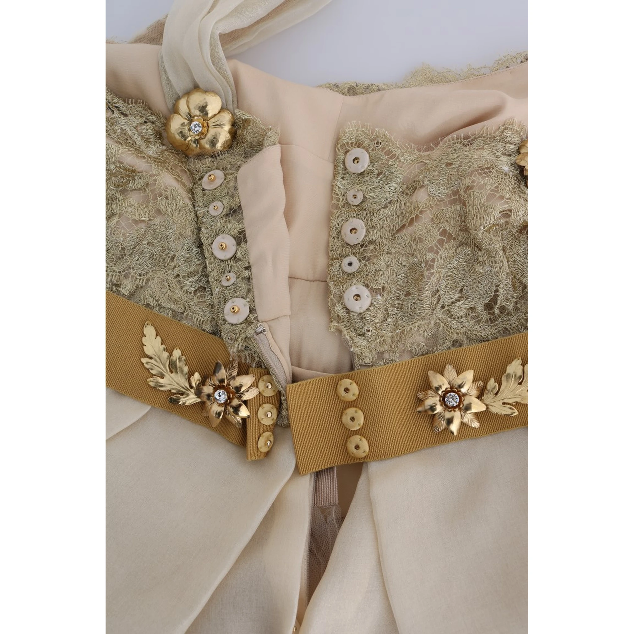 Gold Silk Crystal Embellished Dress