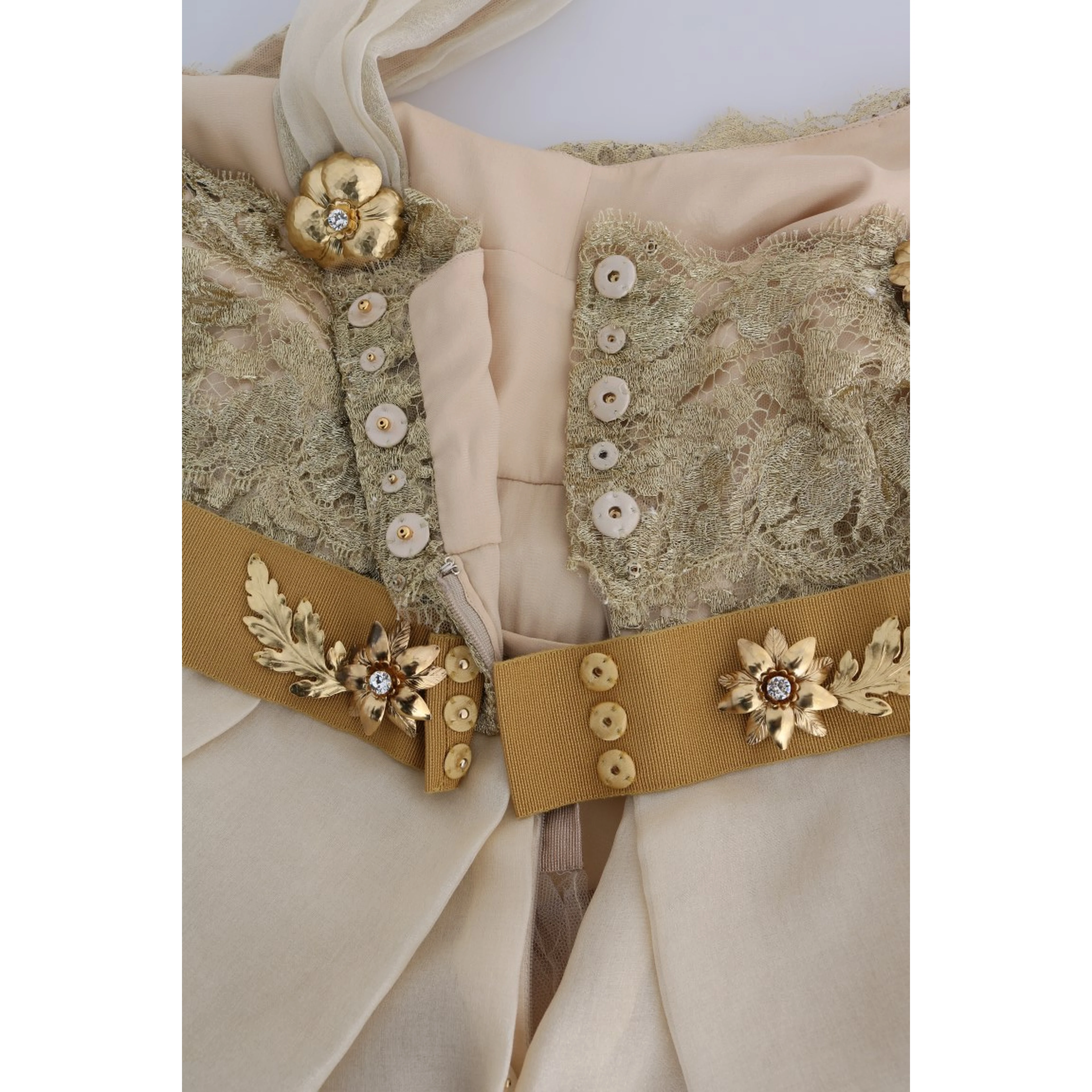 Gold Silk Crystal Embellished Dress