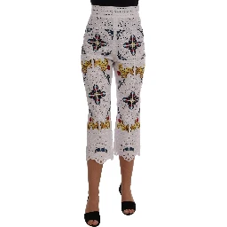 Mulicolor Majolica Cutout Capri Pants