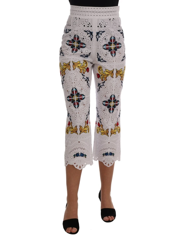 Mulicolor Majolica Cutout Capri Pants