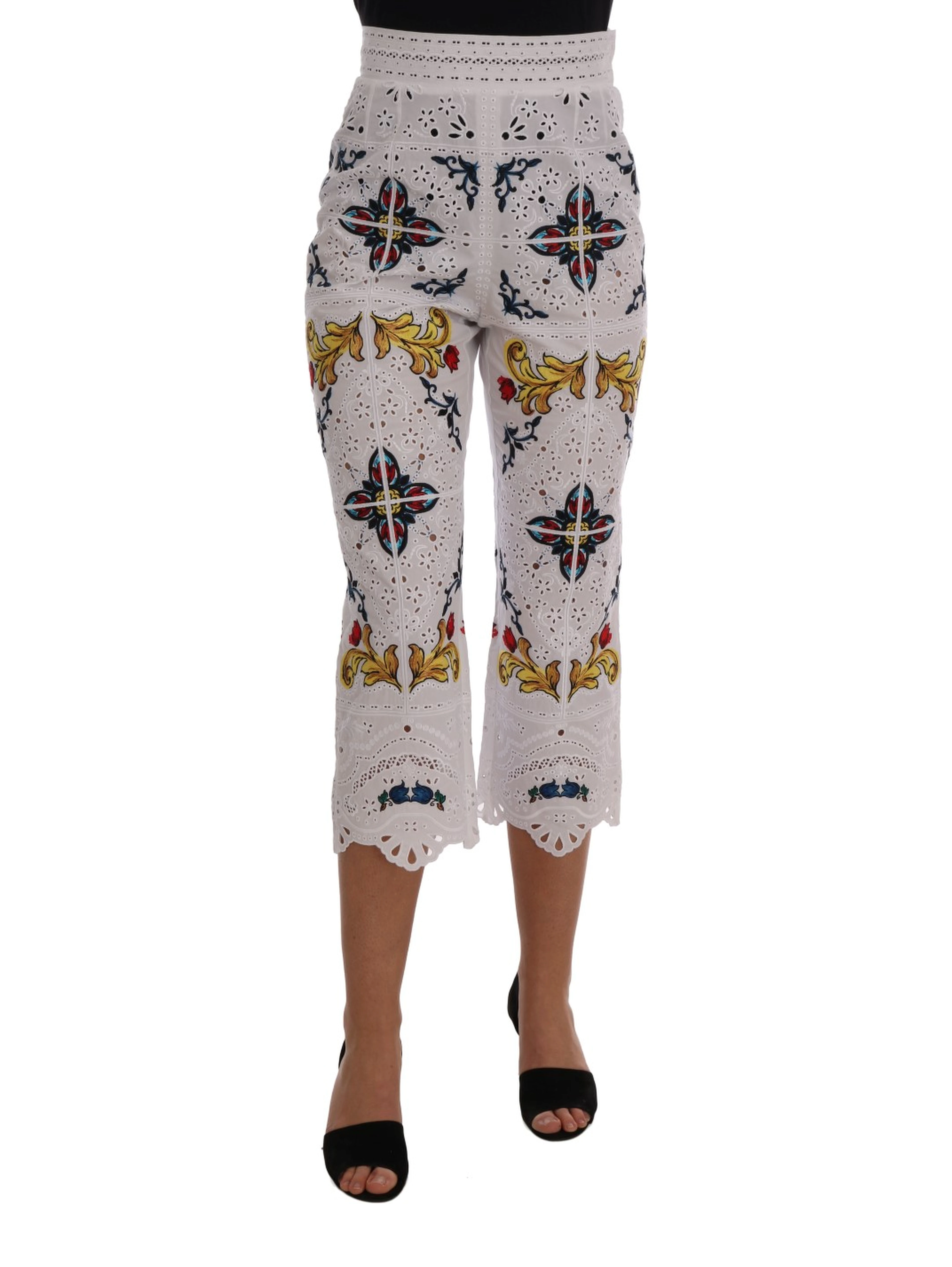 Mulicolor Majolica Cutout Capri Pants