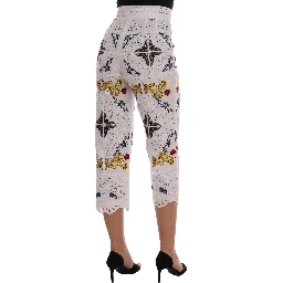Mulicolor Majolica Cutout Capri Pants
