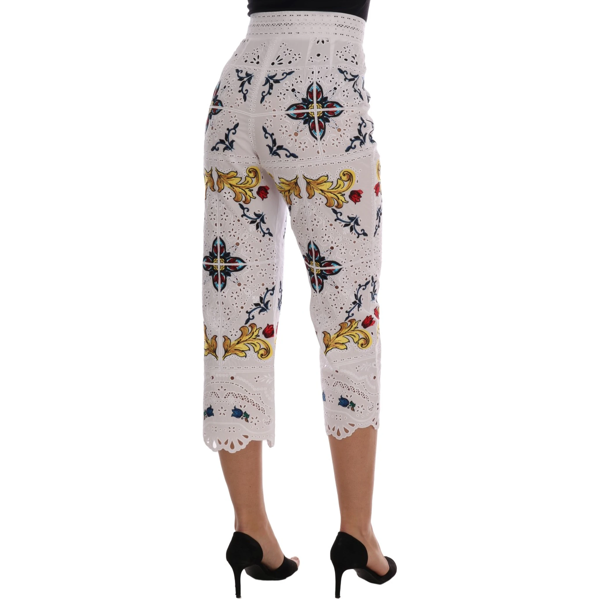 Mulicolor Majolica Cutout Capri Pants